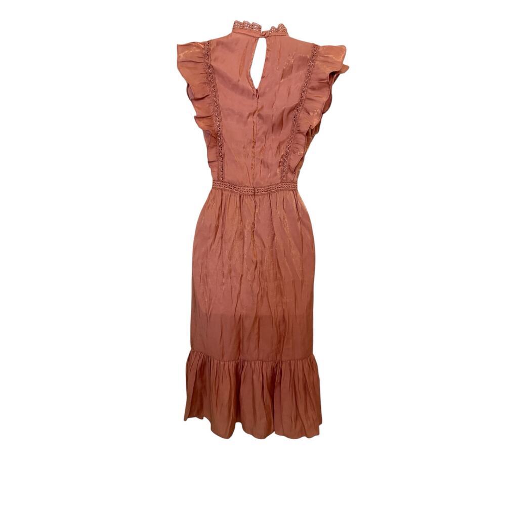 NWOT INA (i:na) Dark Peach Long Dress in Shiny Material Midi   M​ - Picture 2 of 12
